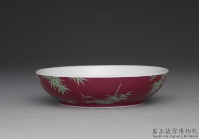 图片[3]-Dish with bamboo in red ground of falangcai painted enamels, Qing dynasty, Yongzheng reign 1723-1735-China Archive